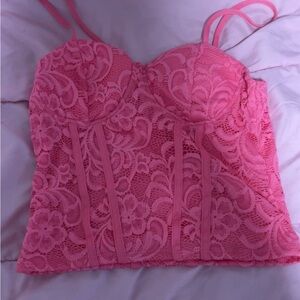 No Boundaries Pink Lace Crop Top